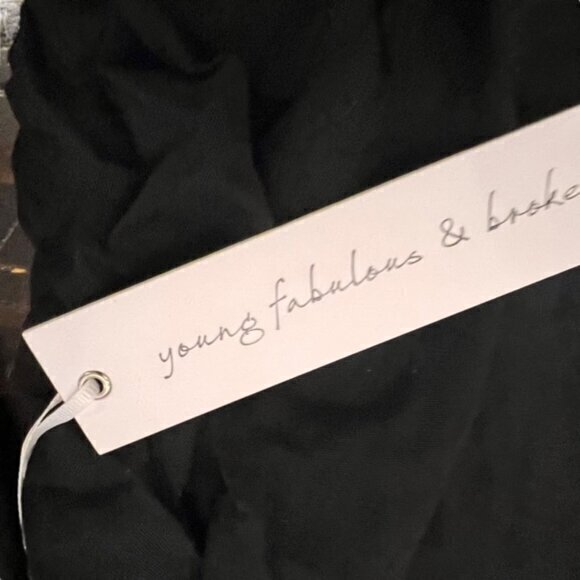 $70‎ Young Fabulous & Broke Women's Black Sheer Blouse Loop Button High-Lo NWT - Picture 9 of 16